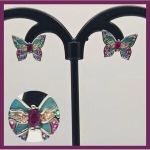 Multicolored Butterfly Stud Earrings‎ (NWOT)